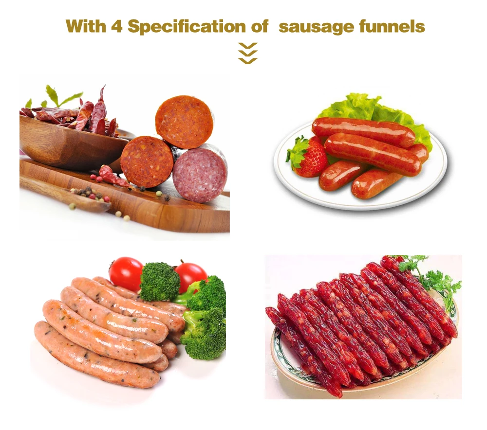 3L Homemade Sausage Stuffer 4 Funnels Size Manual Meat Grinder Maker Vertical Enema Filling Syringe Making Machine Kitchen Tool |