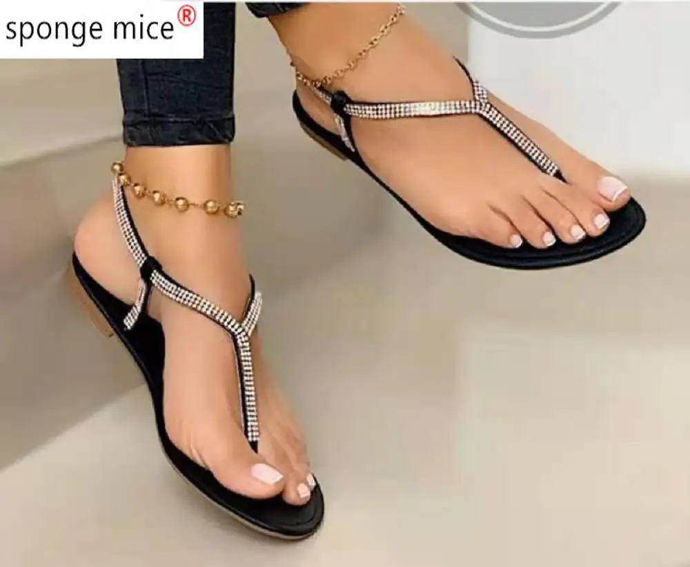 

Mlcriyg Summer Women's Sandals 2021 Fashion Rhinestone Fat Bottom Female Clip Toe Shoes Outdoor Beach Ladies Sandal Woman New