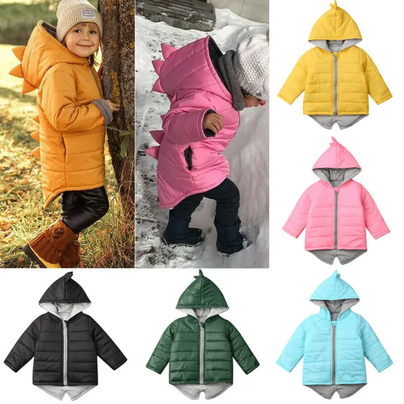 New 5Colors Warm Toddler Kids Baby Girl Boy 3D Dinosaur Hooded Jacket Coat Tops Winter Outwear | Детская одежда и обувь