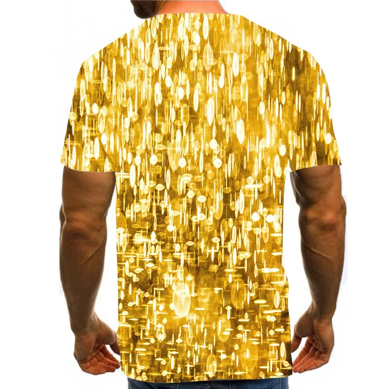 

Men's Gold Wave Point Shirt 3D Print T-Shirt Summer Graphic Tees Pattern Tops