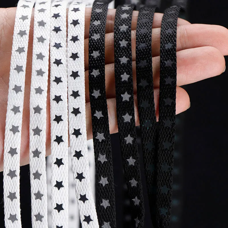 

1 Pair Reflective Shoelaces Sneakers Shoe Tie Wear-resistant Shoes Rope Five-pointed Star Flat Shoes Laces Shoe Accessories