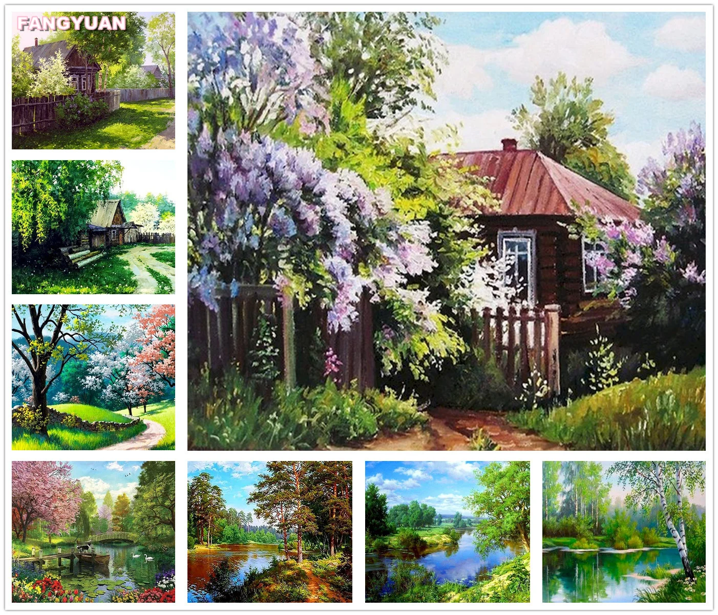 

Diamond Painting Tree House Full Square Round Diamond Embroidery River Mosaic Sale Landscape Cross Stitch Kits Art Handmade Gift