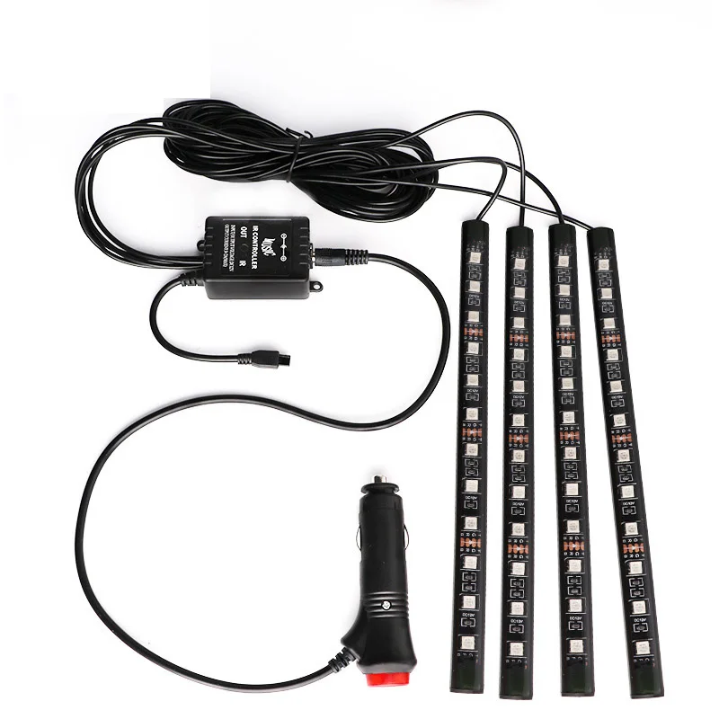 Автомобильная атмосферная лампа светодиодный семицветный пульт дистанционного