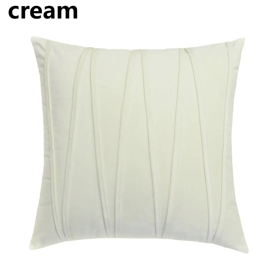 W CREAM Новинка, супер мягкий вельветовый чехол для диванной подушки, решетчатый жаккардовый чехол для подушки, геометрический декоративный чехол для подушки для дома, отеля, автомобиля - Цвет: W CREAM
