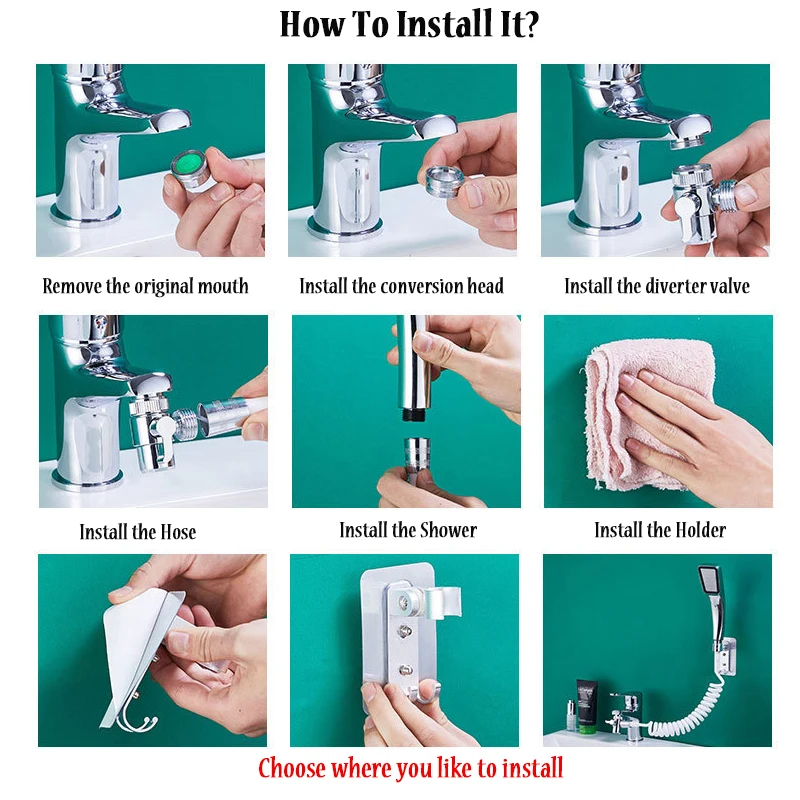 Смеситель с насадкой для душа набор распылителем коннектор мытья волос ручной