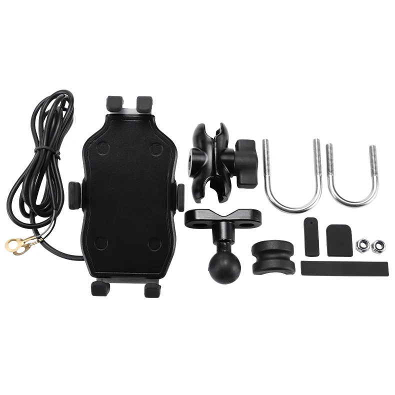 chargable aluminum alloy motorcycle phone holder rearview mirror phone holder soporte celular moto bike phone stand support free global shipping