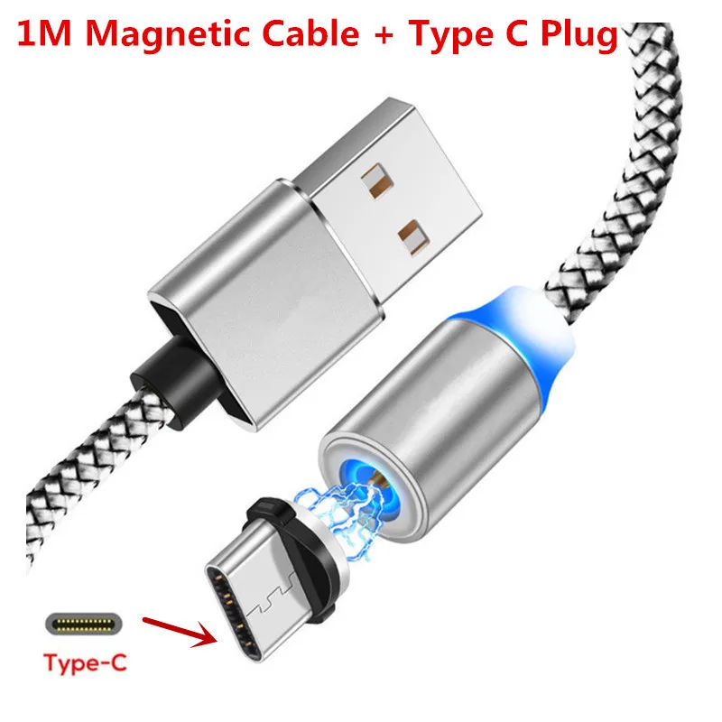 Магнитный кабель USB QC 3,0 зарядное устройство для быстрой зарядки для Meizu 1 6s 16xs note 9 mx7 mx6 c9 pro 6 6s m3e 7 15 16 плюс M3 M5 M6 Примечание m6c - Цвет: For Type C Silver