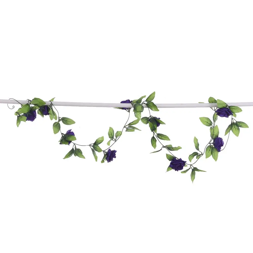 2 4 м искусственные розы лоза цветы гирлянда из ротанга винограда с зелеными