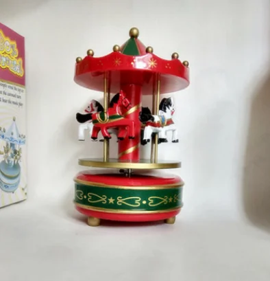 style 1 Круглые музыкальные шкатулки Merry-go-round, Геометрическая музыкальная декорация для детской комнаты, подарки унисекс, Деревянная Рождественская карусель, коробка для дома, декорация lf676 - Цвет: style 1