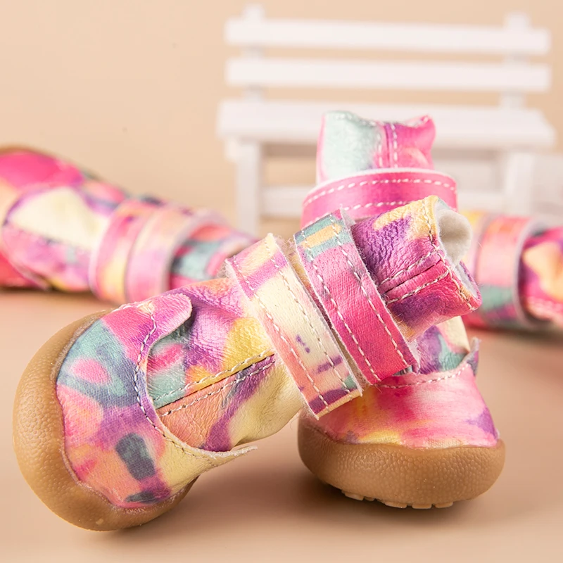 Милые водонепроницаемые противоскользящие ботинки для собак 4 шт./компл.