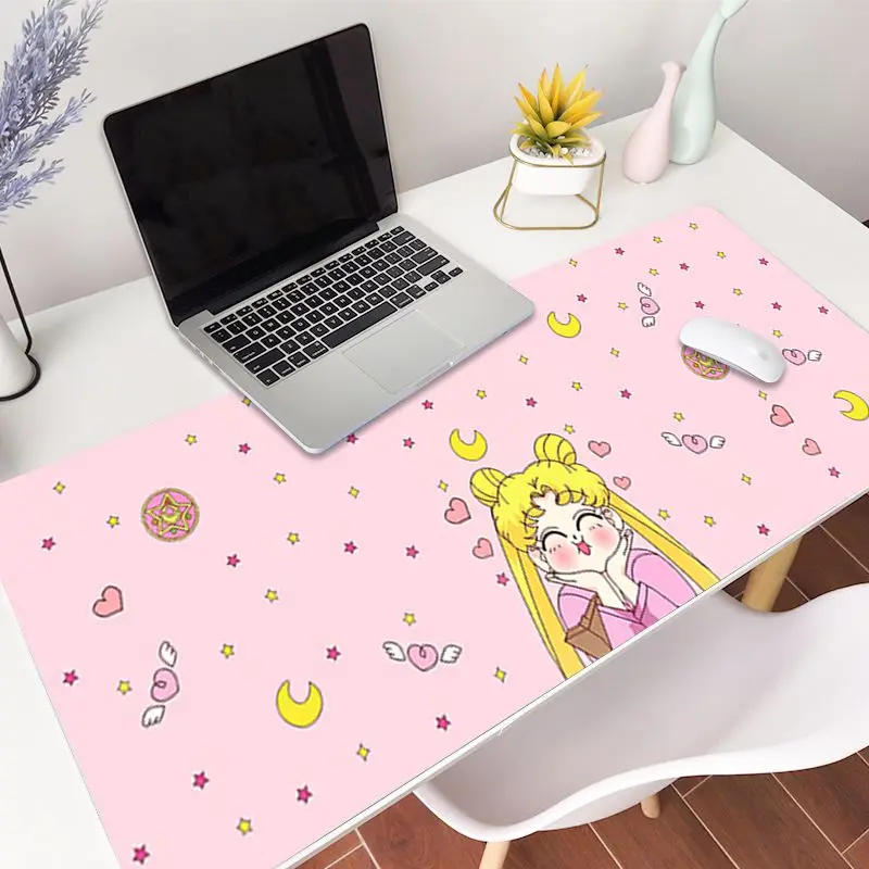 Розовый Сейлор Мун узор Kawaii девичьи новые Печатный игровой Мышь Pad блокированный
