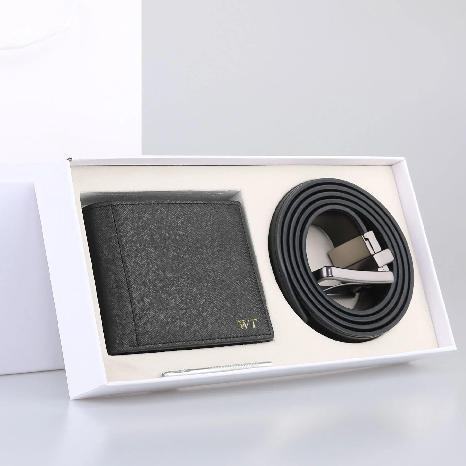 Подарочный набор из кошелька и ремня для мужчин классическая коробка с
