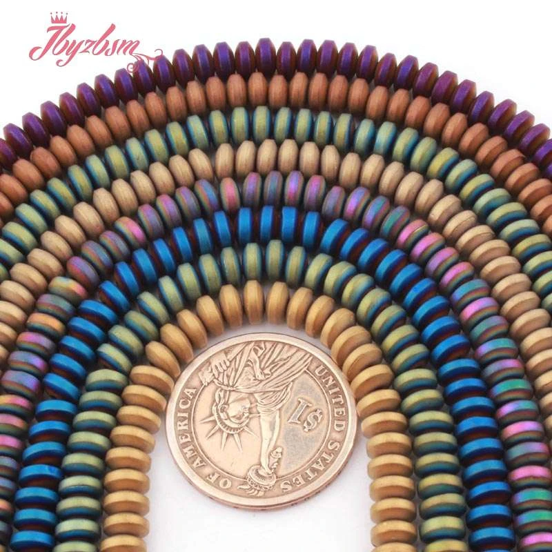 3x6 мм Rondelle Frost Зеленый Серебряный Фиолетовый гематит натуральный камень бусины