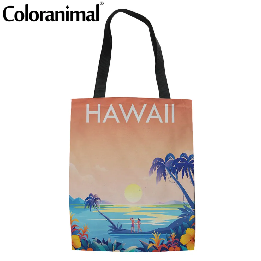 Coloranimal Для женщин парусиновая сумка Hawaii для путешествий с принтом женская
