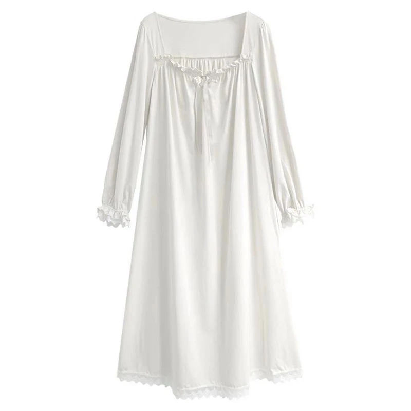 

AECU Women's Nightgowns Sleepshirts Ruffle M-3XL Plue Size Ladies Lingerie Nightdress Lounge Soft Thin Female Underwear