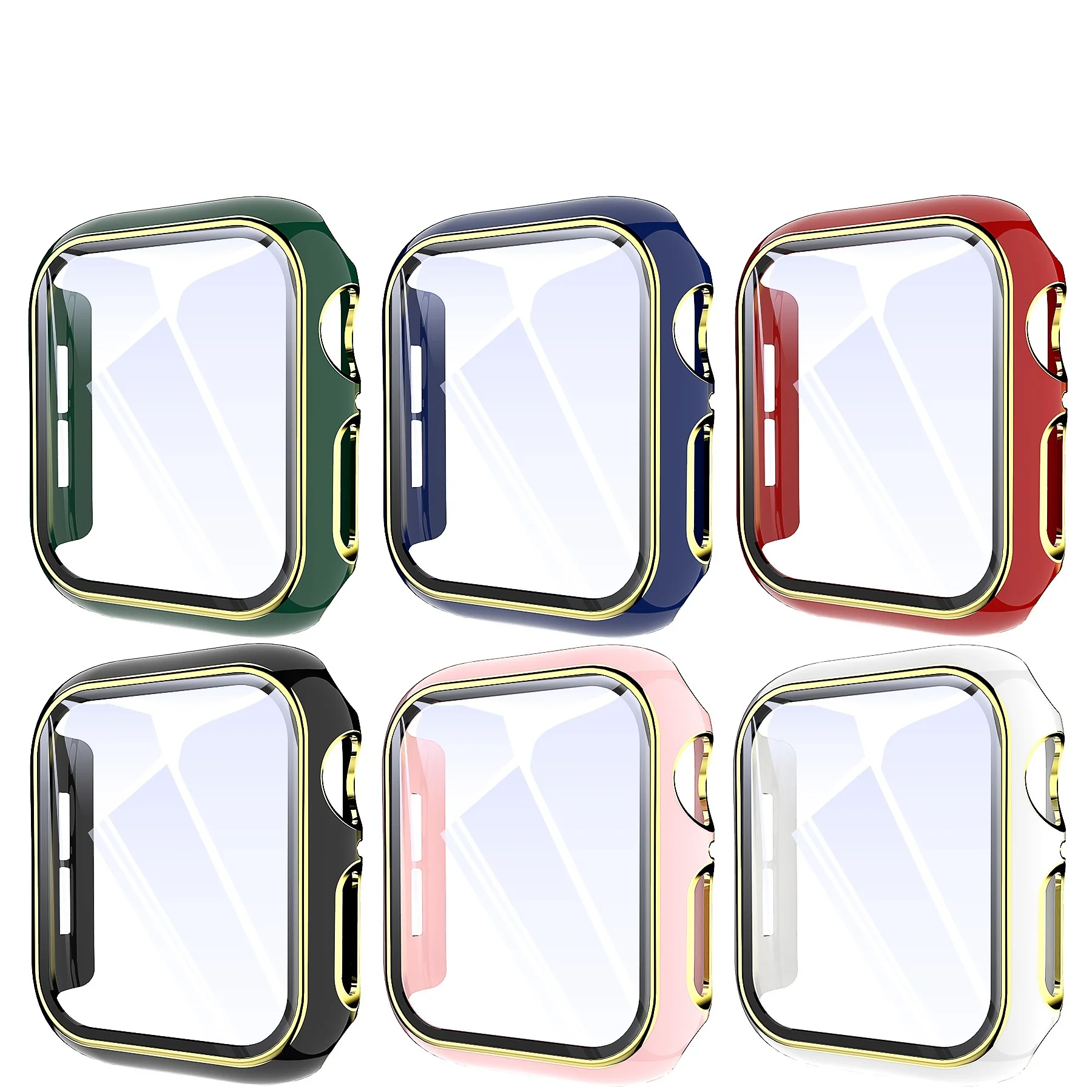 

PC+Tempered Glass film iWatch Matte Materail Tempered Glass Hard Case For Apple Watch 6 5 4 3 40MM 44MM For iWatch SE 42MM 38mm