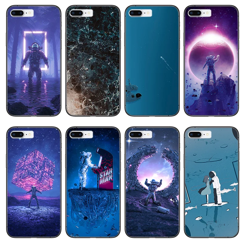 

Чехол для телефона с мультяшным астронавтом для Honor 9A, 9S, 9C, 9X, 8S, 8A Pro, 8X, 8C, 10, 20S, 20 Lite, черный чехол для Huawei p30, p40 Lite, E Pro