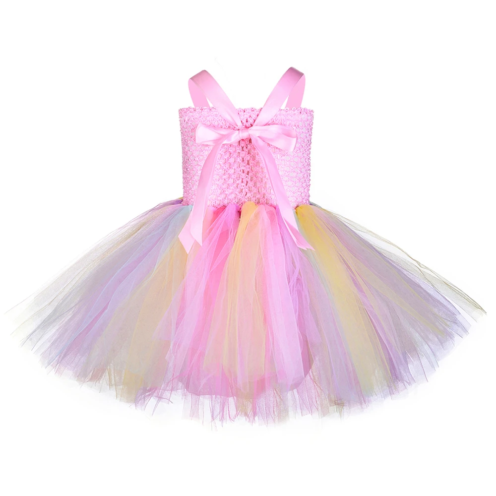 1 Set Girls Unicorn Tutu Dress Outfit Pink Pastel Flowers Birthday Party for Kids Girl Halloween Carnival Costume | Детская одежда и