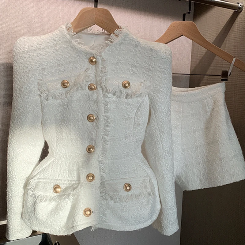 

VGH Solid Color Coat Jacket Women O Neck Long Sleeves Slim Fit Tassel High Waist Coats Tops Female 2021 New Spring