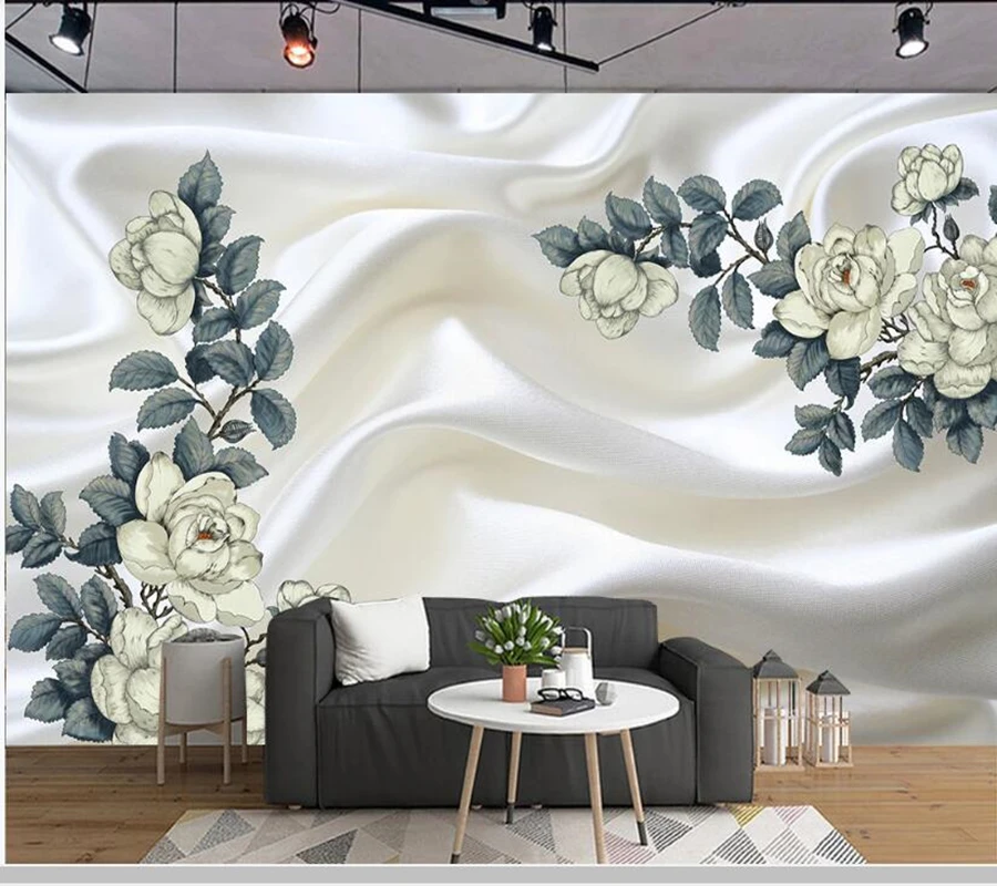 

Papel de parede Beautiful floral silk cloth background 3d wallpaper,living room tv wall bedroom wall papers home decor mural