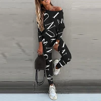 sondr new spring autumn womens monogram printed long sleeved trousers womens casual suit