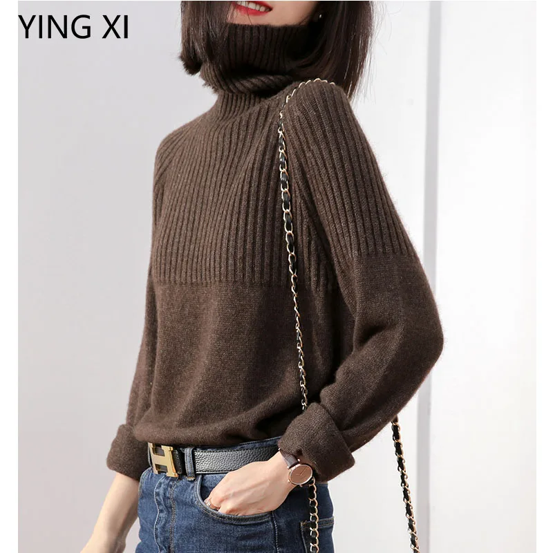 Женский свитер с высоким воротником пуловер длинным рукавом Осень-зима 2019 |