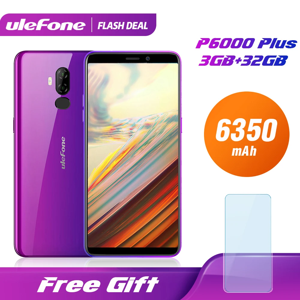 Ulefone P6000 Plus 6350 мАч Смартфон Android 9,0 6 дюймов HD+ Двойная камера Ouad Core 3 ГБ 32 ГБ сотовый телефон 4G мобильный телефон Android