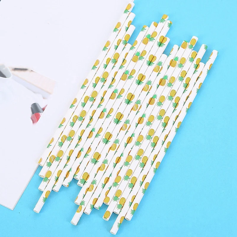 Промо-акция! Ананас Узорчатая бумажная соломинка для питья одноразовая