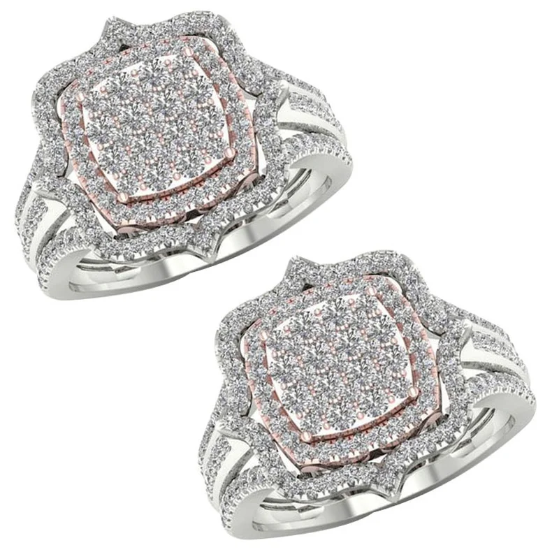 

European and American Style Silver Color Female Mirco-inlaid Full Zircon Crystal Ring for Women Jewelry Hand Accessories