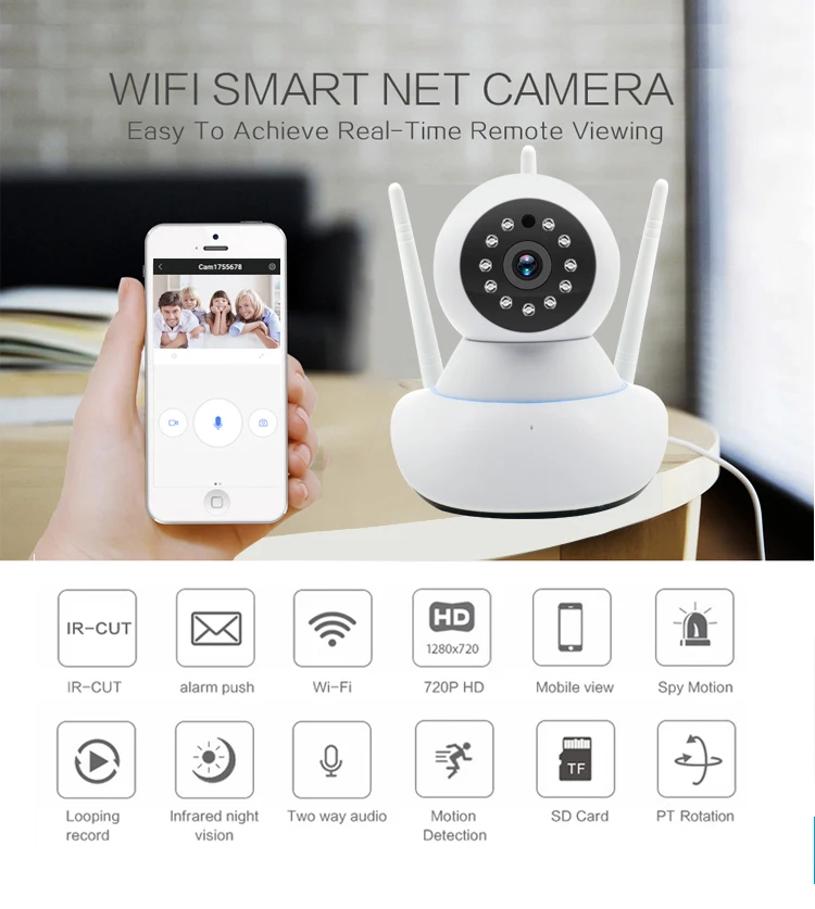 JPT 720P 1080P HD домашняя беспроводная Wifi охранная ip камера с ИК ночным видением