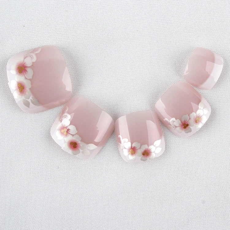 24 шт. накладные ногти на носках полное покрытие французские средний дизайн