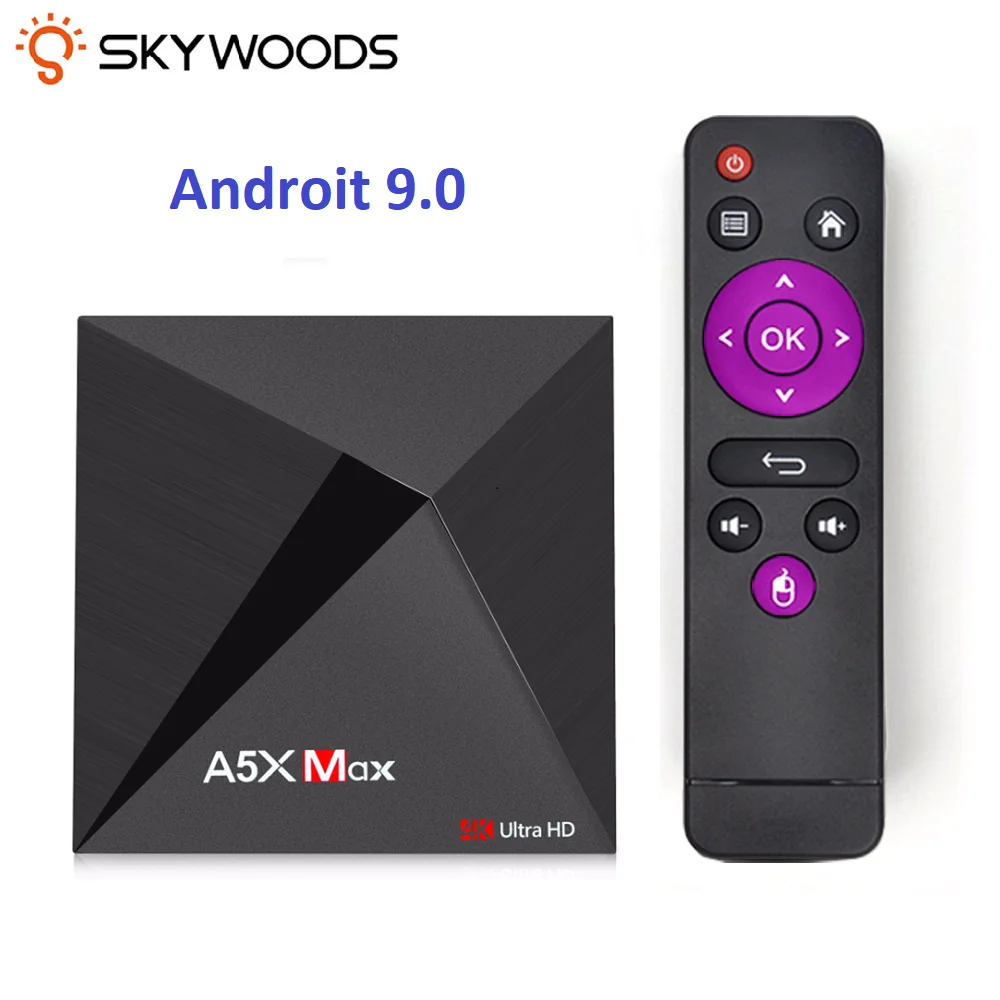 ТВ приставка Skywoods L8STAR A5X MAX Android 9 0 4 Гб 32 ГБ RK3328 4K BT 1 USB 3 2 4G Wi Fi 100 м Lan медиаплеер HD2.0