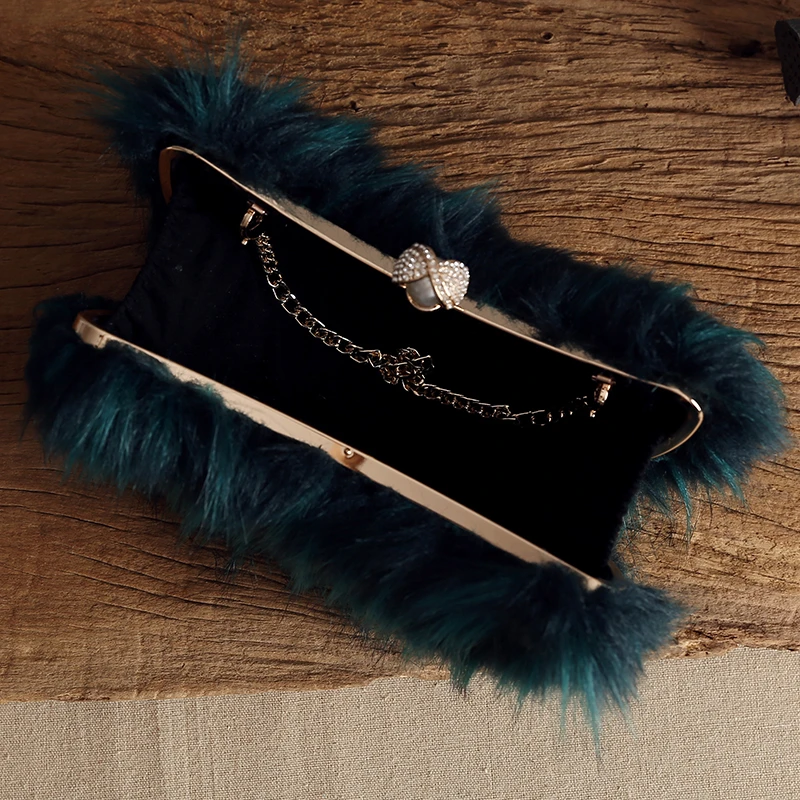 Женские сумки из меха енота винтажные Мини ручной работы с полумесяцем темно