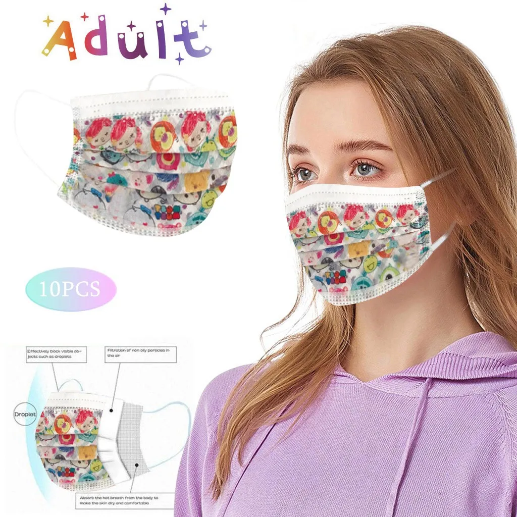 

Disposable Camouflage Adult Mask Disposable Cartoon Printing Mask Lace printed maseczka ochronna mascarillas desechables