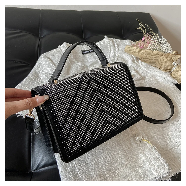 

Сумка Стразы с верхней ручкой и клапаном, новинка 2021, модные сумки-мессенджеры на одно плечо, женские модные кошельки для вечеринок, сумка