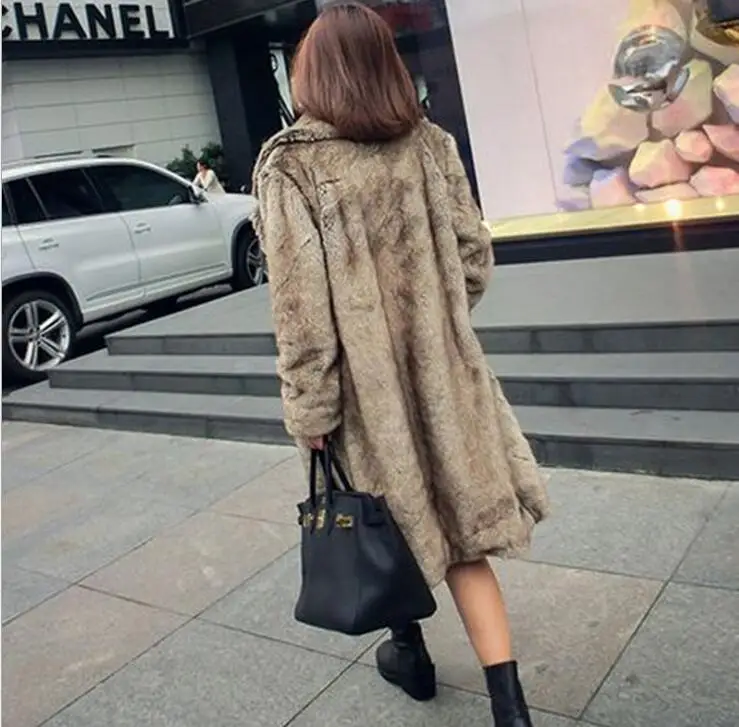 Autumn fur leather jacket womens warm faux mink fur leather long coat women loose jackets winter thicken fashion