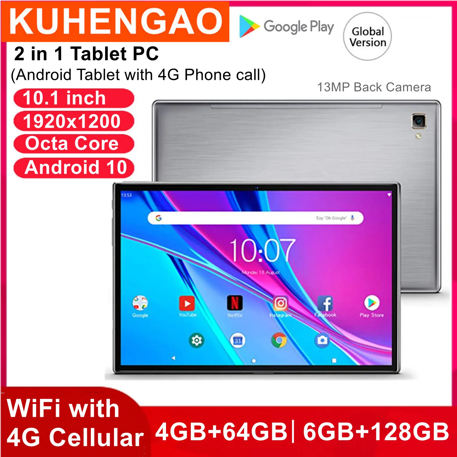 Android 10.0 Tablet PC 1920x1200 Network-10.1 inch Call Dual-Phone  Octa-Core