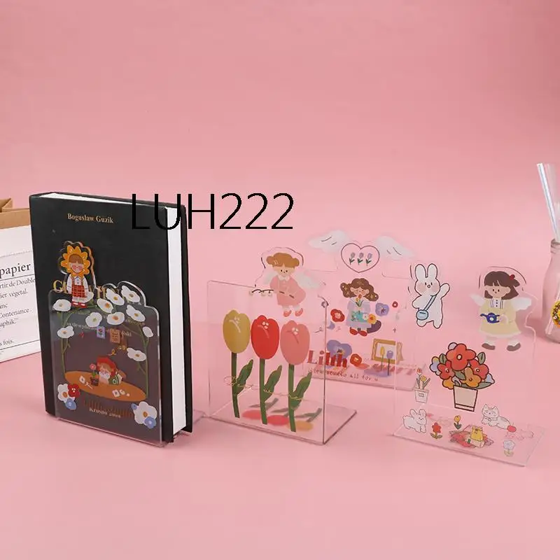 

Cartoon Acrylic Bookends L-shaped Desk Organizer Desktop Book Holder Stationery