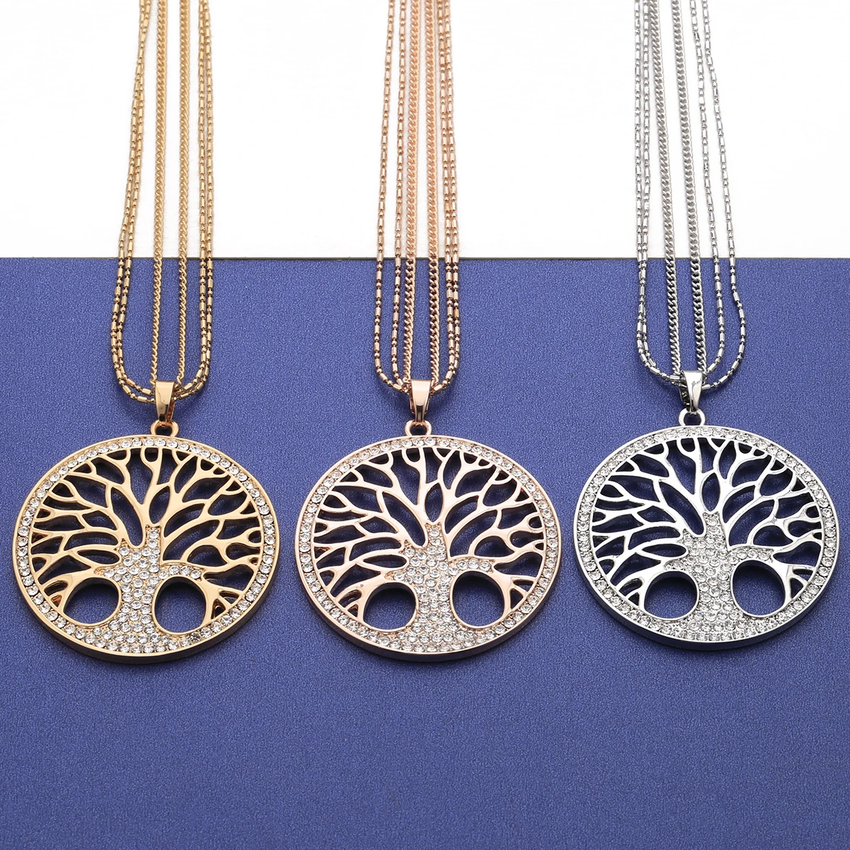Женское ожерелье с подвеской золотое дерево жизни многослойная цепочка длинное