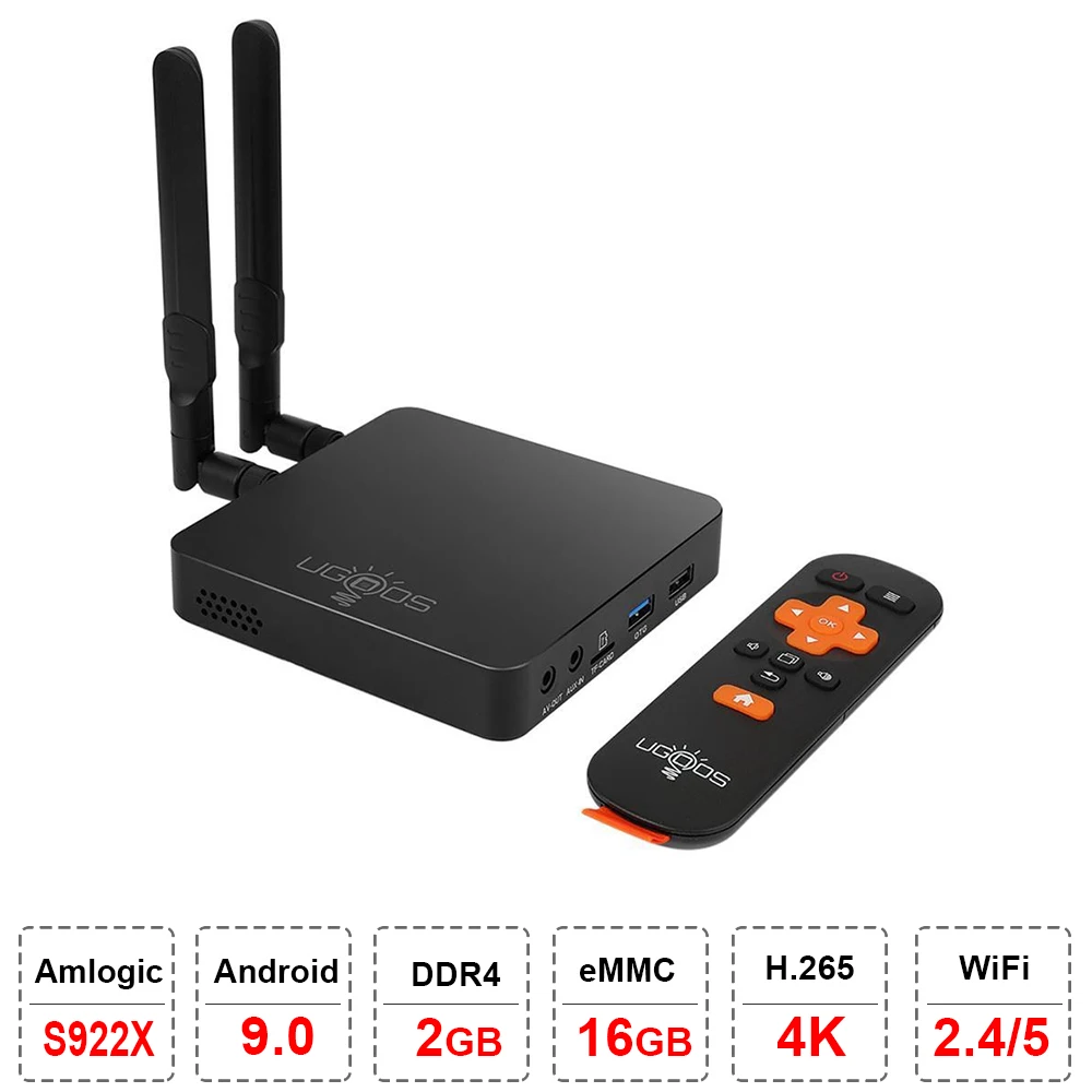 ТВ приставка UGOOS AM6 Android 9 0 умная Amlogic S922X 2 Гб DDR4 16 ПЗУ 4G/5G Wi Fi 1000 м LAN Bluetooth 5 4K HD