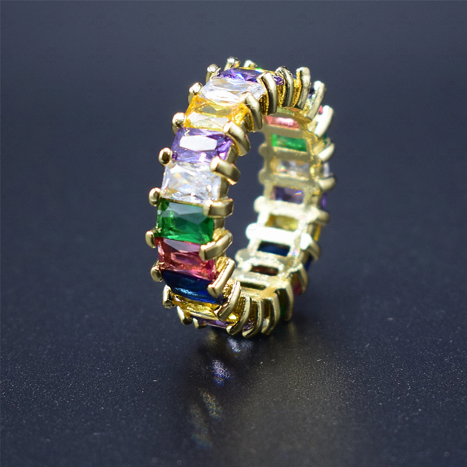 AAA квадратная огранка Радуга Кубический Цирконий Кристалл Кольца для женщин