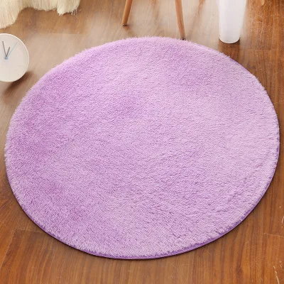 Light purple Шелковый сарпет круглый коврик для гостиной, спальни, ковер Flaoor нескользящий компьютерная кровать, подушка для стула, коврик для йоги, шелковистое детское одеяло 40 см - Цвет: Light purple