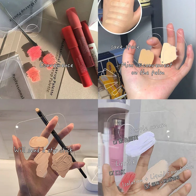 

Acrylic Palette Mini + Stirrer Oil Paint Mixing Convenient Hand-held Liquid Foundation Makeup Palette Set