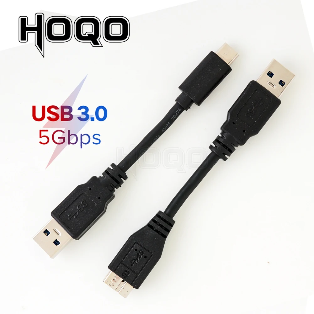 

2pcs/lot (1 pair) Short Micro B USB 3.0 Cable & USB Type-C to USB 3.0 HDD Data Cord 5gbps