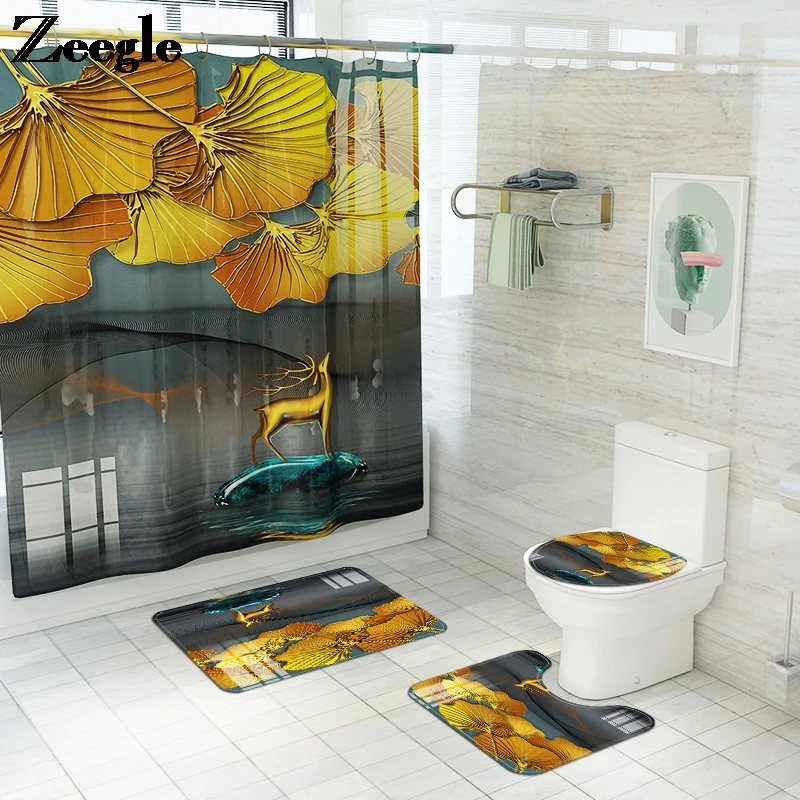 

3D коврик для ванной фланелевый набор занавесок для душа коврик для ванной Противоскользящий комплект коврик для туалета u-образный коврик д...