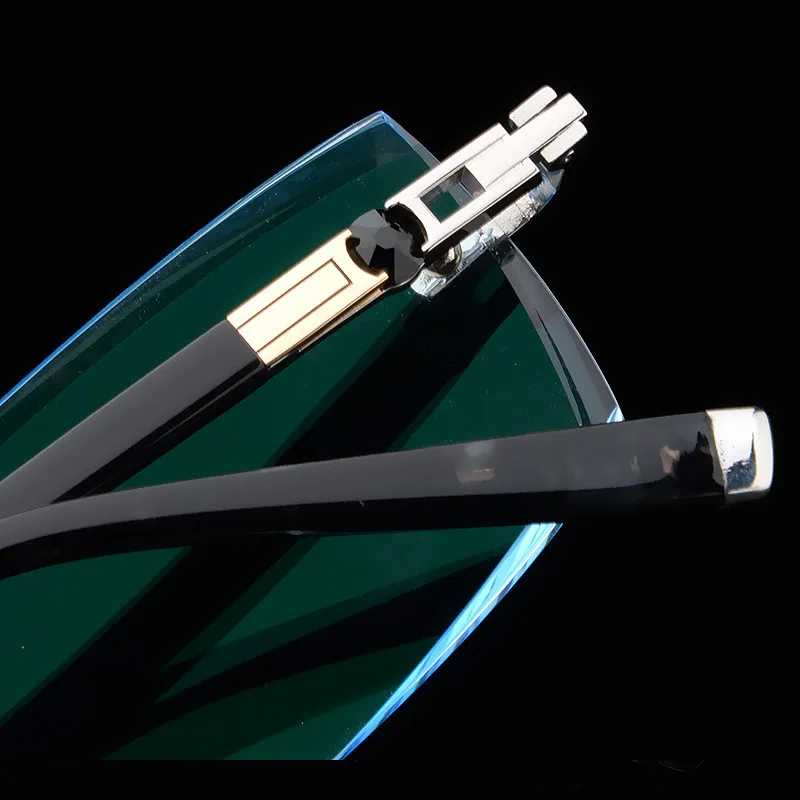 Мужские очки по рецепту черные декоративные камни без оправы оправа для