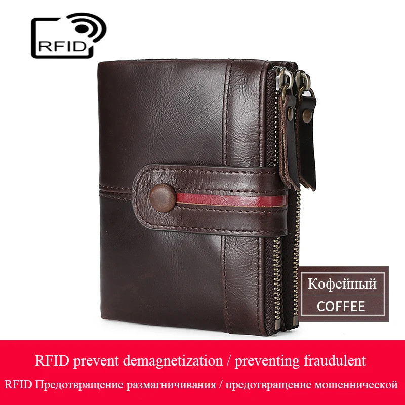 

Двойной Кошелек для монет, кошелек из натуральной кожи, женский кошелек, короткий кошелек, Rfid, модный держатель для карт, маленький кошелек, ...