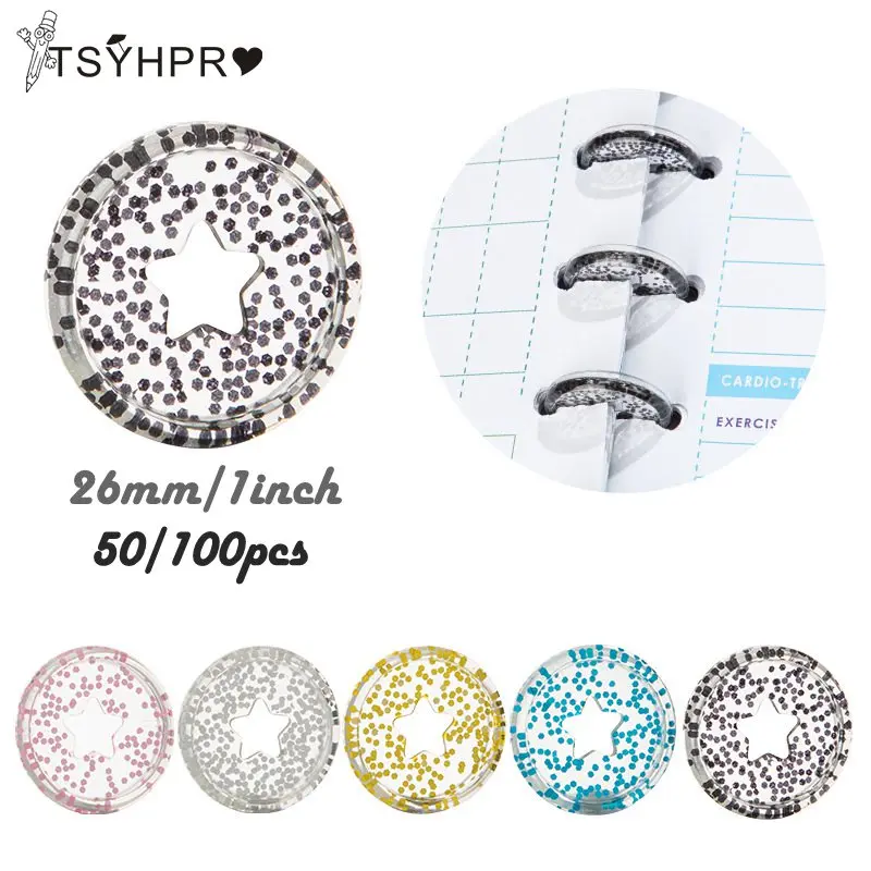 

50/100 шт. блестки Звездные диски для блокнотов 26 мм россыпью лист гриб папка Diy планировщик диски для скрапбукинга