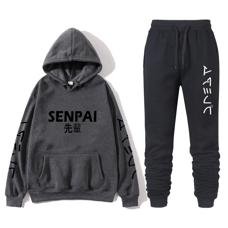 

Two piece Hoodie Sweatshirt suit, Harajuku printed sportswear, men's casual sportswear, wool trousers, jogging jumpers