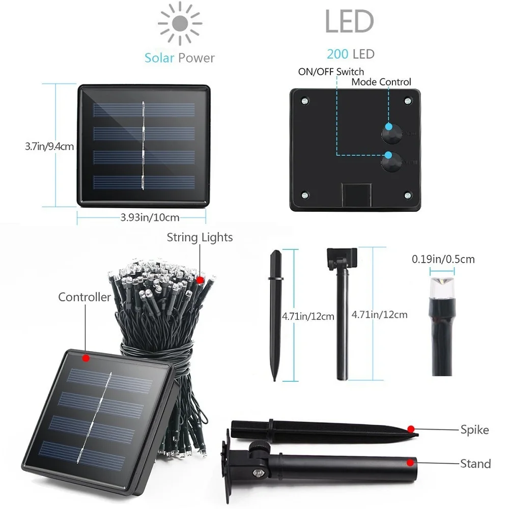 

Outdoor Lighting String 100 LED Solar Garden Light Solar Power Lamp Christmas Party for Street Patio Fence Balcony Fairy Garland